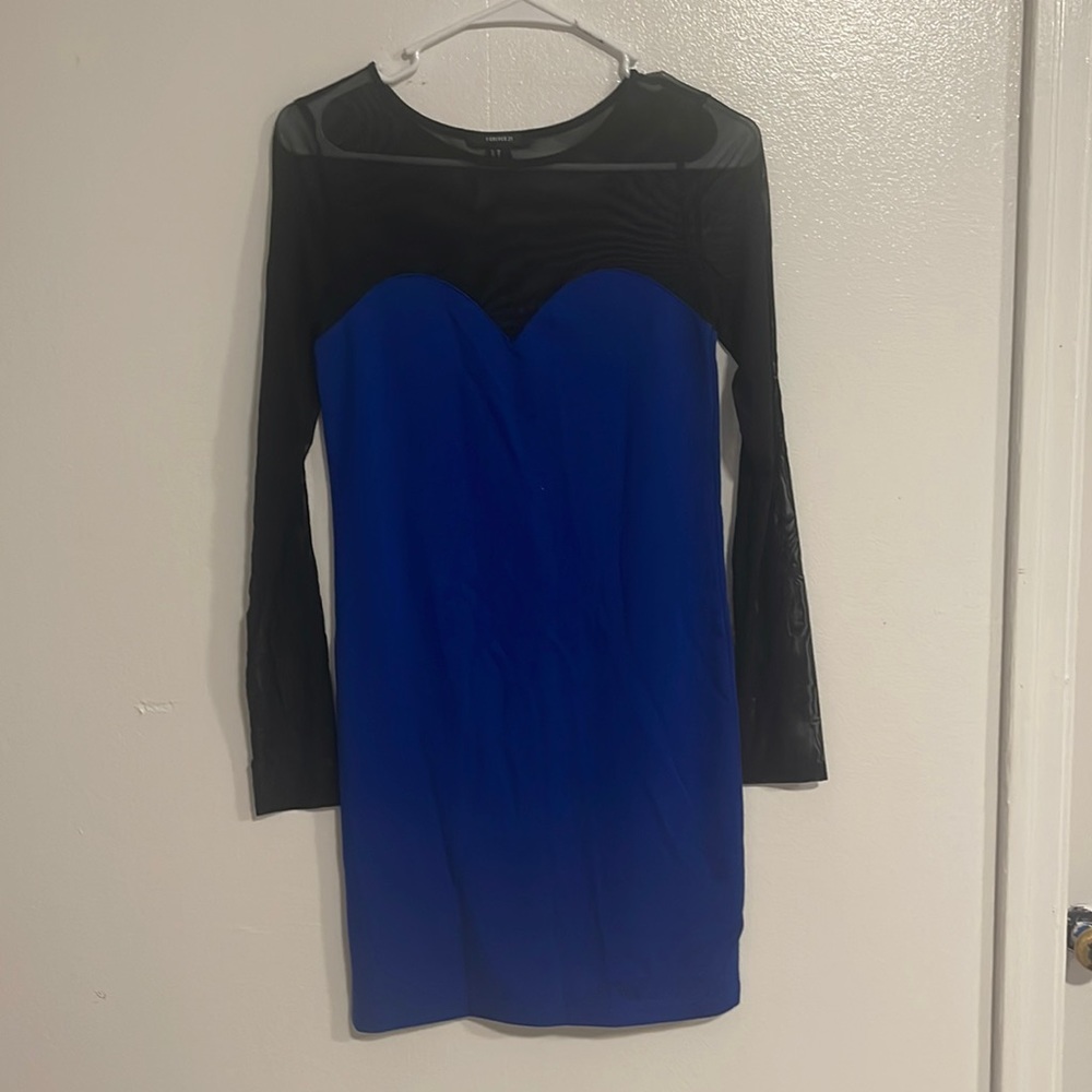 Forever21 mesh blue black dress